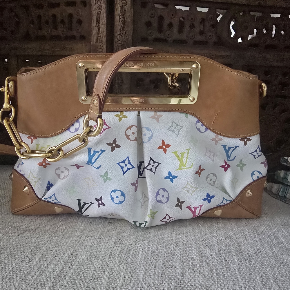 Louis Vuitton Multicolor Canvas and Brown Leather Women's Bag